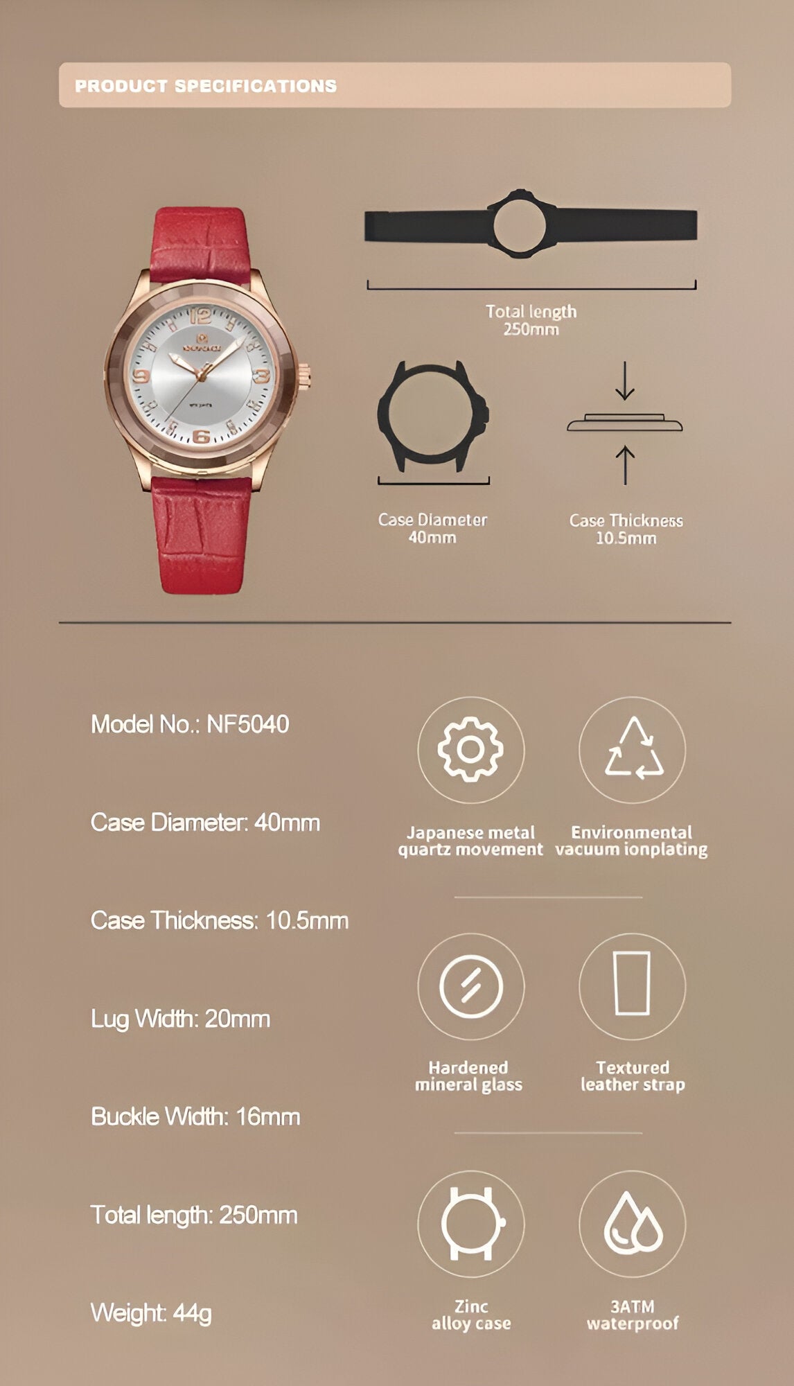 ¡Nuevo! Reloj Naviforce Mujer Nf5040 – Estilo Casual y Elegante en Tu Muñeca