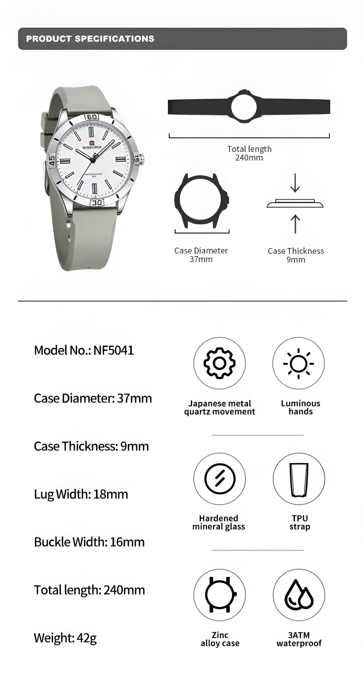 Reloj Naviforce Sport Mujer NF5041 — Elegancia y Funcionalidad en Goma